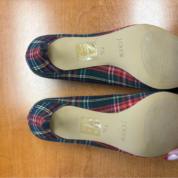 J. Crew Plaid Heels with Bow - Red and Blue - Picture 3 of 3